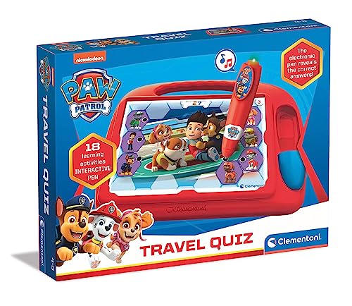 Clementoni Sapientino 16335 Travel Quiz Paw Patrol – elektronisches Lernspiel, interaktiver Stift, Kinder 4 Jahre + (italienische Version), Made in Italy, Mehrfarbig, von Clementoni