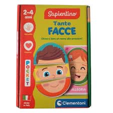 Clementoni Sapientino – Viele Gesichter, Lernspiel für Kinder 2-4 Jahre, mit austauschbaren Karten, um Emotionen zu Lernen und logisches Denken zu entwickeln, Made in Italy, italienische Sprache, von Clementoni