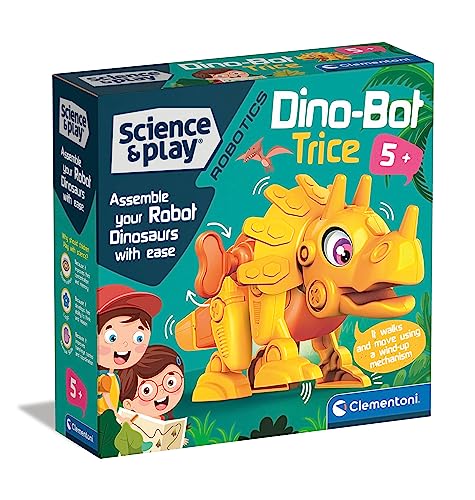 Clementoni - 75074 – Wissenschaft & Play Robotics – Dino Bot Triceratops – Dinosaurier-Roboter zum Zusammenbauen, Dinosaurier für Kinder, wissenschaftliches Spiel 5 Jahre, Lernspiel – Made in Italy von Clementoni