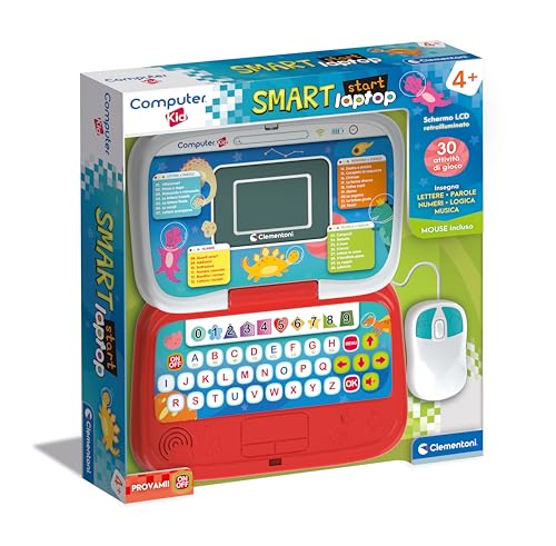 Clementoni Smart Start Laptop – Lernspiel 4 Jahre, Computer Kid, elektronisches Geschenk, Italienischer sprechender Computer, Kindercomputer, Laptop zum Lernen von Buchstaben, Zahlen, Neue Wörter, von Clementoni