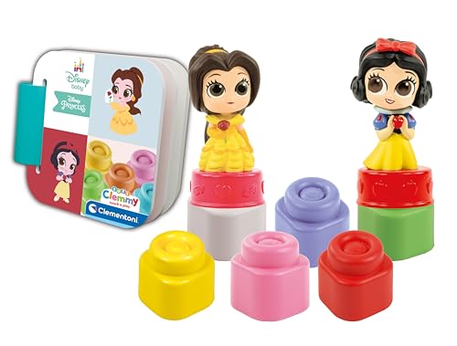 Clementoni Soft Clemmy Disney Princess Spiel-Set - Weiche Bausteine für Babys & Kleinkinder ab 6 Monaten - Sensorik-Spielzeug mit Bauklötzen 17843 von Clementoni