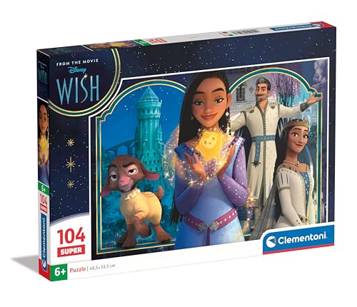 Clementoni Supercolor Disney Wish Kinder Puzzle 104 Teile - Disney Puzzle 37,9 x 26,9 cm für Kinder ab 6 Jahre - Geschicklichkeitsspiel von Clementoni 27148 von Clementoni