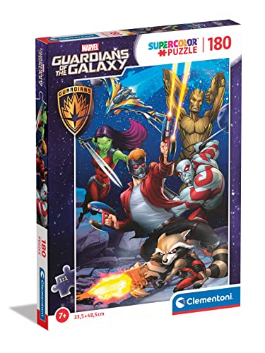 Clementoni - 29783 - Supercolor Puzzle - Marvel Guardians of The Galaxy - Puzzle 180 Teile Ab 7 Jahren, Buntes Kinderpuzzle Mit Besonderer Leuchtkraft, Geschicklichkeitsspiel Für Kinder von Clementoni