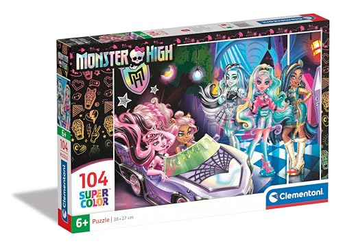 Clementoni Supercolor – Monster High – 104 Teile, Kinder 6 Jahre, entwickelt Fähigkeit zur Beobachtung, Logik und Fingerfertigkeit, Cartoon-Puzzle, Made in Italy, 25783, mehrfarbig von Clementoni