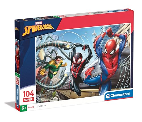 Clementoni Supercolor Spiderman Kinder Puzzle 104 Teile - Spiderman Puzzle 37,9 x 26,9 cm für Kinder ab 6 Jahre - Geschicklichkeitsspiel von Clementoni 25778 von Clementoni