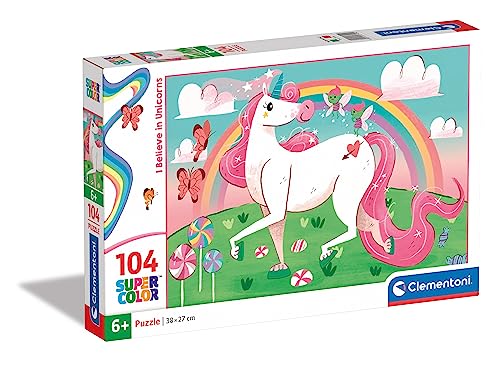 Clementoni 27109 Supercolor Unicorns – Puzzle 104 Teile ab 6 Jahren, buntes Kinderpuzzle mit besonderer Leuchtkraft & Farbintensität, Geschicklichkeitsspiel für Kinder Clementoni 27109 Supercolor Unicorns – Puzzle 104 Teile ab 6 Jahren, buntes Kinderpuzzle mit besonderer Leuchtkraft & Farbintensität, Geschicklichkeitsspiel für Kinder von Clementoni