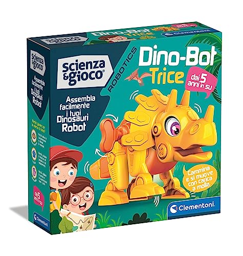 Clementoni - Wissenschaft Robotics-Dino Bot Bauen, Robotik-Labor, Modell Dinosaurier Triceratop, STEM, Wissenschaftsspiel 5 Jahre, Made in Italy, Farbe Italiano, 19332 von Clementoni