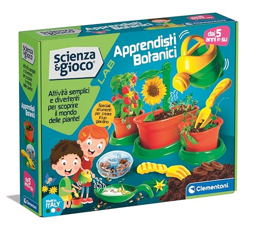 Clementoni Wissenschaft und Spiel Lab - Botanische Lehrlinge, wissenschaftliches Spiel für Kinder ab 5 Jahren, Kit Pflanzen zum Anbau im botanischen Garten, Made in Italy, italienische Sprache, 19381 von Clementoni