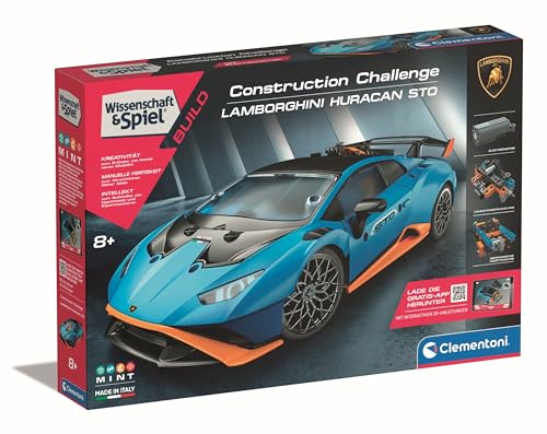 Clementoni Wissenschaft & Spiel Build Construction Challenge - Lamborghini, Auto Modellbausatz für Erwachsene und Kinder ab 8 Jahren, 59323 von Clementoni