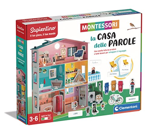 Clementoni - 16343 - Sapientino Montessori - Das Haus der Worte - Haus Montessori, Lernspiel mit illustrierten Fliesen, Spiel Montessori 3 Jahre - Made in Italy von Clementoni