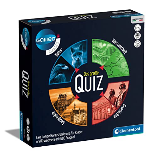 Clementoni Galileo Games - Das große Quiz - Brettspiel mit Wissensfragen, Quizspiel zu Geografie, Geschichte, Wissenschaften & Technik - Familienspiel für Kinder ab 8 Jahren 59301 von Clementoni