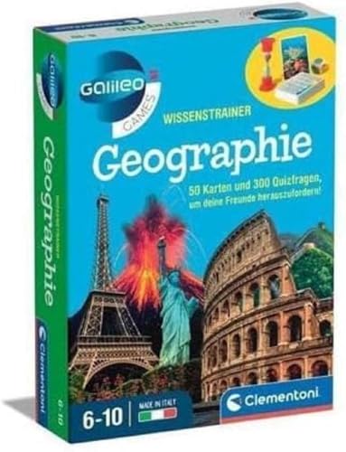 Clementoni Galileo Games WissensTrainer - Wissensfragen zur Geographie Deutschlands und der übrigen Welt - Quiz-Spiel für Kinder ab 6 Jahren 59360 von Clementoni