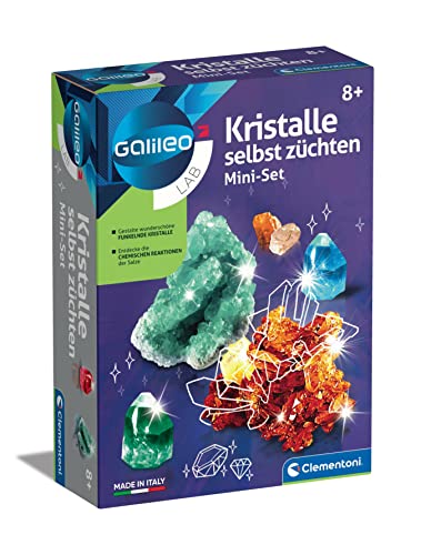 Galileo Lab – Kristalle selbst züchten Mini-Set, Experimentierkasten für kleine Wissenschaftler, Spielzeug für Kinder ab 8 Jahren, farbenfrohe Experimente fürs Kinderzimmer von Clementoni 69936 von Clementoni