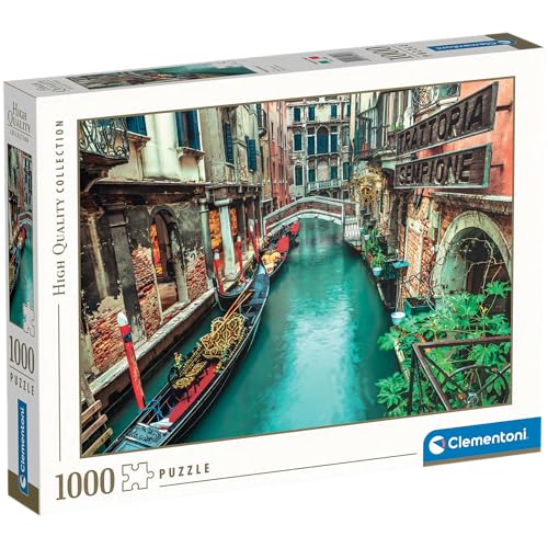 Clementoni 39458 Kanal in Venedig – Puzzle 1000 Teile ab 9 Jahren, buntes Erwachsenenpuzzle mit kräftigen Farben, Geschicklichkeitsspiel für die ganze Familie, schöne Geschenkidee von Clementoni