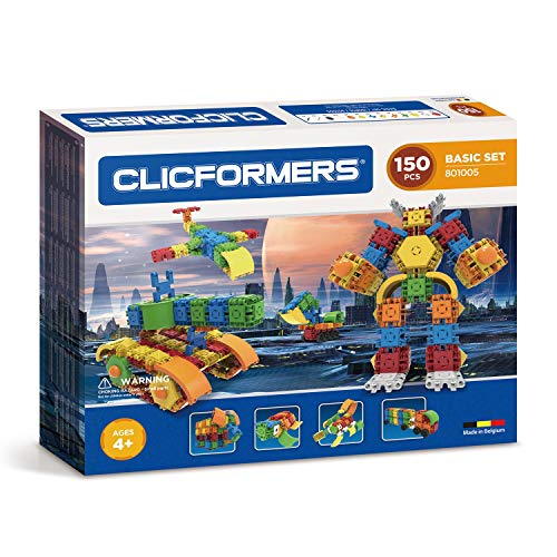 Clicformers Bausteine für Kinder ab 3 Jahre, kreatives Lernspielzeug im ​150 teiligen Basisset, Steckspiel für Jungen und Mädchen, pädagogisches Montessori Bauspielzeug, STEM-Spielzeug, von Clicformers