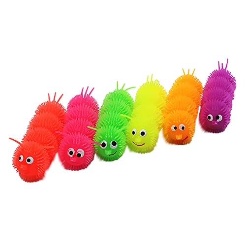 Clicitina 1PC Neuheit Blinkende Kugelfische Süße Raupen Squidgy Sensorisches Spielzeug Aktivität und Spielball GJe265 (Hot Pink, One Size) von Clicitina