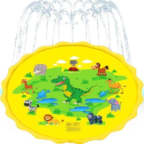 Cliste Wassermatte - Spielmatte mit Wassersprüher für Kinder - 170cmx170cm - Wasserspielzeug - Insel Thema - Wasserfontäne Spielmatte - Kinderpool - Pool Sprühmatte (Gelb) von Cliste