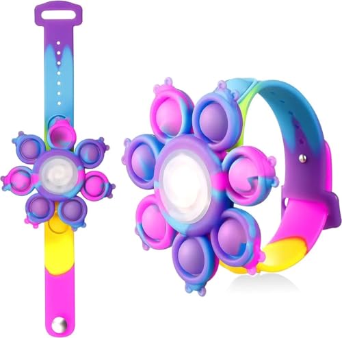 Fidget Toys – Drehbares Fidget-Armband mit verstellbarem Gurt und Licht – Blasen-sensorisches Armband – Fidget Spinner – sensorisches Spielzeug – Baby – Badespielzeug – Spielzeug – Badespinne – Kinder von Cliste