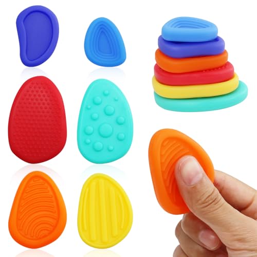 Clnyrwcb Sensory Fidget Toys, 6Pack texturierte Sorge Stein sensorische Spielzeug für Kinder mit Autismus, Angst Relief sensorische Spielzeug für Kinder und Erwachsene von Clnyrwcb