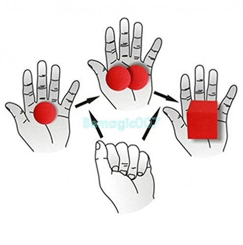 Close Up Magic 2 x Schwammbälle zu quadratisch auf rotem Quadrat von Close Up Magic