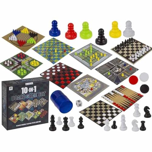 Brettspiel Set | 10 in 1 Spielesammlung für die ganze Familie | Mini Spielesammlung | Für Unterwegs | Schach, Dame, Backgammon, Mühle, Halma UVM. | Klassische Spiele von Close Up