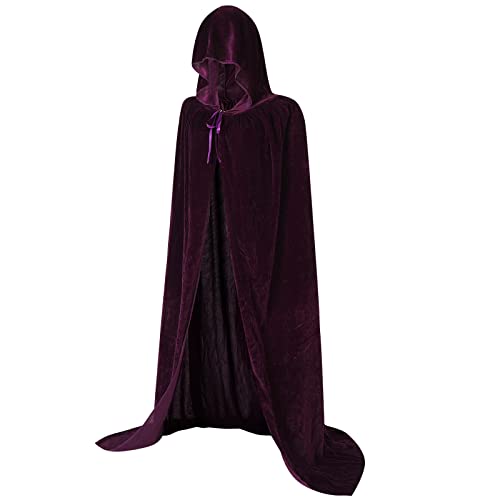 Cloudairy Halloween Umhang mit Kapuze, Teufel Kostüm Hexenkostüm Vampir Umhang Erwachsene Halloween Kostüm Damen und Herren (Large, Lila) von Cloudairy