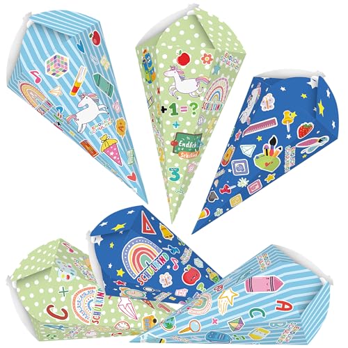 CloverCy Geschwisterschultüte, 6Stück Schultüte zur Einschulung Junge, klein Faltbare Zuckertüte, Geschenkverpackung für Schulanfänger, Geschwister Schultüte für Einschulung Schulanfang Geschenk CloverCy Geschwisterschultüte, 6Stück Schultüte zur Einschulung Junge, klein Faltbare Zuckertüte, Geschenkverpackung für Schulanfänger, Geschwister Schultüte für Einschulung Schulanfang Geschenk von CloverCy