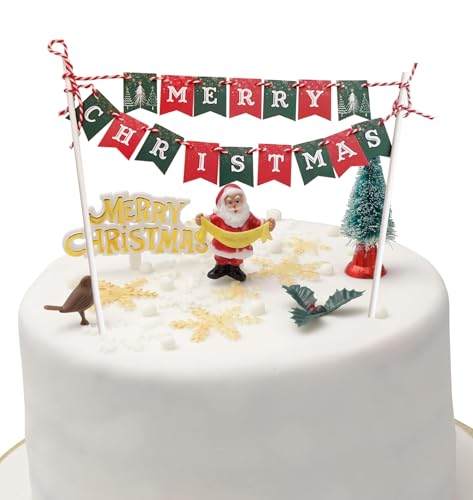 Weihnachten Kuchen Topper, Weihnachten Tortendeko,Frohe Weihnachten Cake Topper, Merry Christmas Cake Topper für Weihnachtsfeier Dekoration von CloverCy