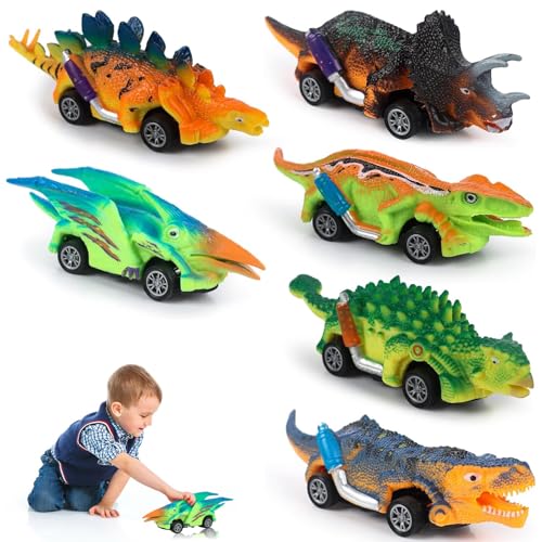 6Pcs Kinder Zurückziehen Spielzeugautos, Dinosaurier Spielzeug Ziehen Autos, Dino Pull Back Kleine Autos, Dinosaurier Zurückziehen Spielzeugauto Kinder Spielzeug Geschenk für Jungen und Mädchen von Clvsyh