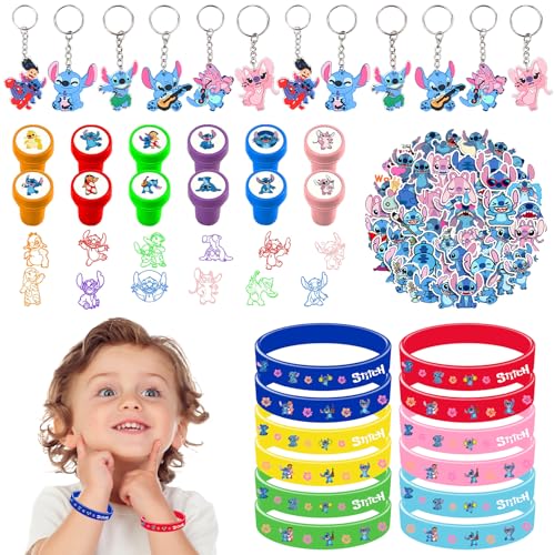 86 Stit-ch Kinder Geburtstag Party Mitgebsel, Anime Kindergeburtstag Gastgeschenke, Silikonarmband, Kinder Briefmarken, Cartoon Schlüsselanhänger, Cartoon Aufkleber,Stit-ch Geschenk Geburtstagsfeiern von Clvsyh