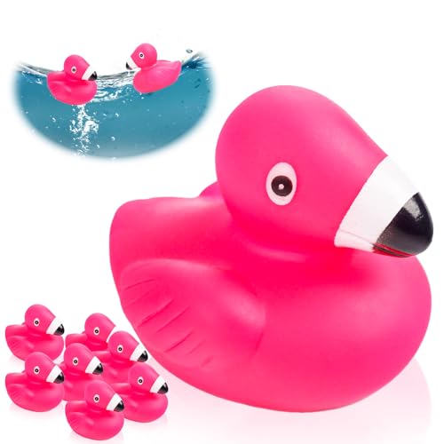 Clvsyh 12PCS Mini Flamingo Badeenten, Rosa Badeente, Vinyl Enten Badespielzeug, Babybadente Dekoration, Für Badezimmer, Pool von Clvsyh