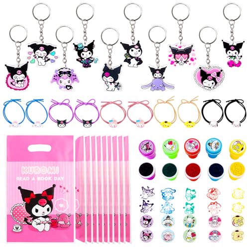 Clvsyh 40 Stück Kuromi Party Mitgebsel Set, Stempel Kinder, Haargummis Mädchen, Schlüsselanhänger Silikon, Anime Geschenktüten, Kuromi Kindergeburtstag Gastgeschenke für Junge und Mädchen Clvsyh 40 Stück Kuromi Party Mitgebsel Set, Stempel Kinder, Haargummis Mädchen, Schlüsselanhänger Silikon, Anime Geschenktüten, Kuromi Kindergeburtstag Gastgeschenke für Junge und Mädchen von Clvsyh