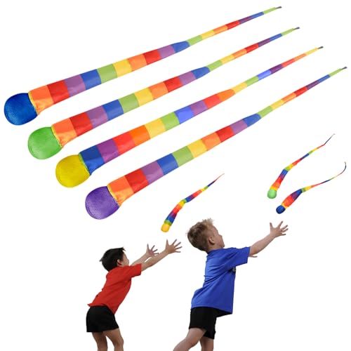 Clvsyh Rainbow Tail Ball, 4 Stück Schweifball Kinder, Soft Regenbogen-Schwanzball, Kometenball Schweif, Rainbow Catch Tail Balls Für AußEn Und Innenbereich Clvsyh Rainbow Tail Ball, 4 Stück Schweifball Kinder, Soft Regenbogen-Schwanzball, Kometenball Schweif, Rainbow Catch Tail Balls Für AußEn Und Innenbereich von Clvsyh