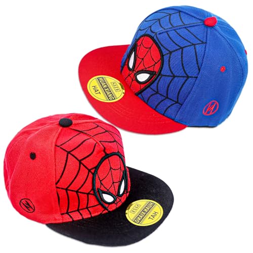 Clvsyh Spider Baseball Cap, 2 Stück Snapback Cap Kinder, Cartoon Verstellbare Hüte für Kinder, Schule Sport Sonnenschutz Basecap für Kinder von Clvsyh