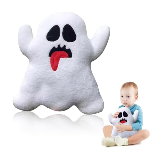 Clvsyh Weiße Halloween Geisterplüschtier, 30cm Geister Kuscheltier, Halloween Weißer Geist Plüschtierfür Kinder, Weißer Geist Plüschtier Halloween Deko, Halloween Gefülltes Kuscheltier von Clvsyh