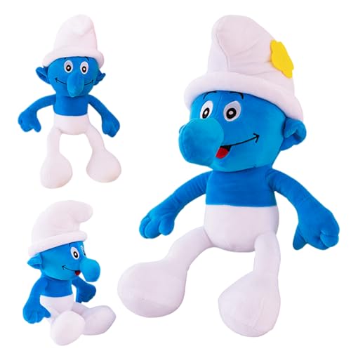 Smurfs Puppe Kuscheltier, 35cm Schlümpfe Gefüllte Plüschtiere, Smurfs Plush Plüsch Puppe gelbe Blumen in Kopfschmuck, Für Weihnachten, Valentinstag, Kindergeburtstag Party Thema Geschenke von Clvsyh