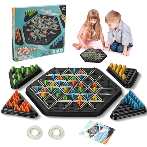 Triggle Spiel, Ketten Dreieck Spiel, Gummiband Dreieck Puzzlespielzeug, Kinder Dreieck Schach Puzzle Entwicklung Spielzeug, Kettendreieck Desktop Brettspiele von Clvsyh