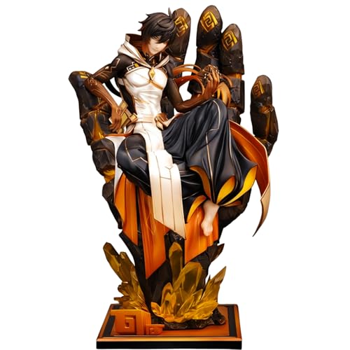 Clybeaut Genshin Figuren, Zhongli 28 cm Sitzender Haltung Figur, Genshin Game Anime Charakterfigur, Spielcharakter Desktop-Dekoration Statue, Fans von Clybeaut