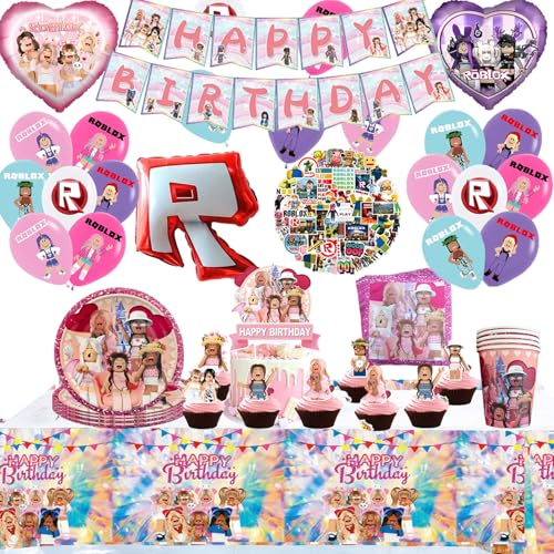 141pcs Rob-lox Geburtstag Party Set,Rob-lox Gebutstag Geschirr,Rob-lox Deko Geburtstag ,Rob-lox Party Tableware,Rob-lox Luftballons Deko,Kindergeburtstag von Clybeaut