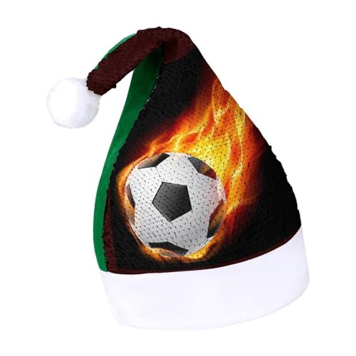 Cmagnifico Pailletten-Weihnachtsmütze für Erwachsene, Fußball-Feuerhut für verschiedene Feiertagspartys von Cmagnifico