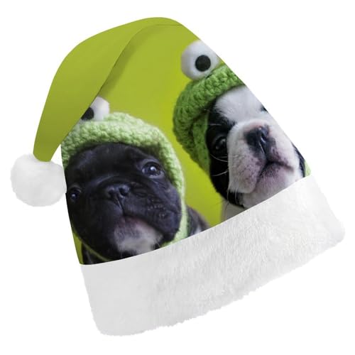 Cmagnifico Weihnachtsmütze für Erwachsene, Französische Bulldogge mit Froschhut für verschiedene Feiertagsfeiern von Cmagnifico