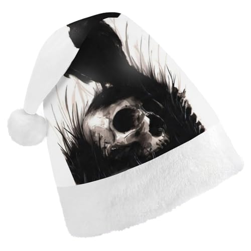 Cmagnifico Weihnachtsmütze für Erwachsene, Halloween-Totenkopf-Rabenhut für verschiedene Feiertagspartys von Cmagnifico