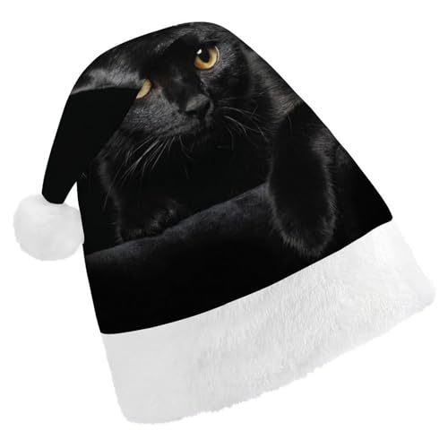 Cmagnifico Weihnachtsmütze für Erwachsene, Katzenmuster, schwarze Katzenhut für verschiedene Feiertagspartys von Cmagnifico