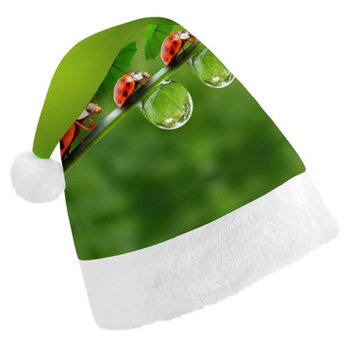 Cmagnifico Weihnachtsmütze für Erwachsene, Marienkäfer-Marienkäfer, grüne Landschaft, Hut für verschiedene Feiertagspartys von Cmagnifico