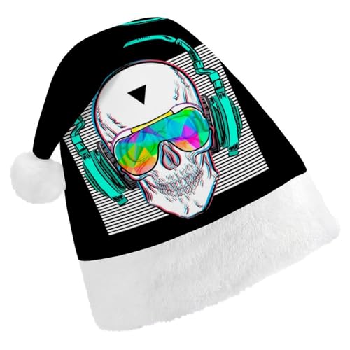 Cmagnifico Weihnachtsmütze für Erwachsene, Rock-and-Roll-Totenkopf-Hut für verschiedene Feiertagspartys von Cmagnifico