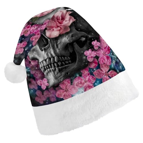 Cmagnifico Weihnachtsmütze für Erwachsene, Totenkopf-Blumenhut für verschiedene Feiertagspartys von Cmagnifico