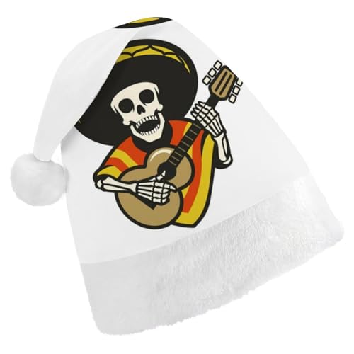 Cmagnifico Weihnachtsmütze für Erwachsene, mexikanische Gitarre, Totenkopf-Hut für verschiedene Feiertagsfeiern von Cmagnifico