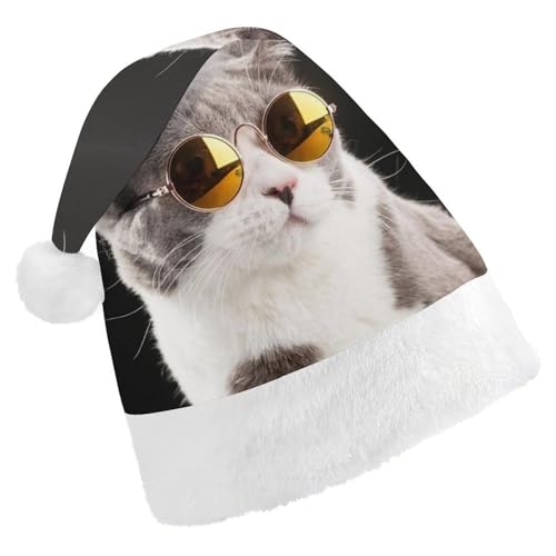 Cmagnifico Weihnachtsmütze für Erwachsene, niedliche Brille, Katzenhut für verschiedene Feiertagspartys von Cmagnifico