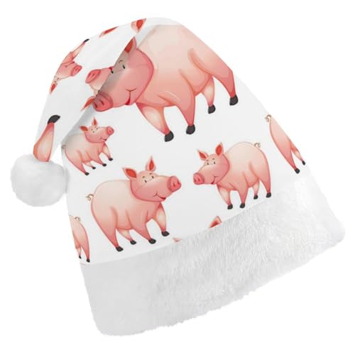 Cmagnifico Weihnachtsmütze für Erwachsene, rosa Cartoon-Schweine-Hut für verschiedene Feiertagsfeiern von Cmagnifico