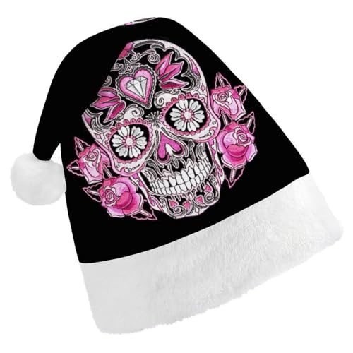 Cmagnifico Weihnachtsmütze für Erwachsene, rosa Zucker-Totenkopf-Hut für verschiedene Feiertagspartys von Cmagnifico